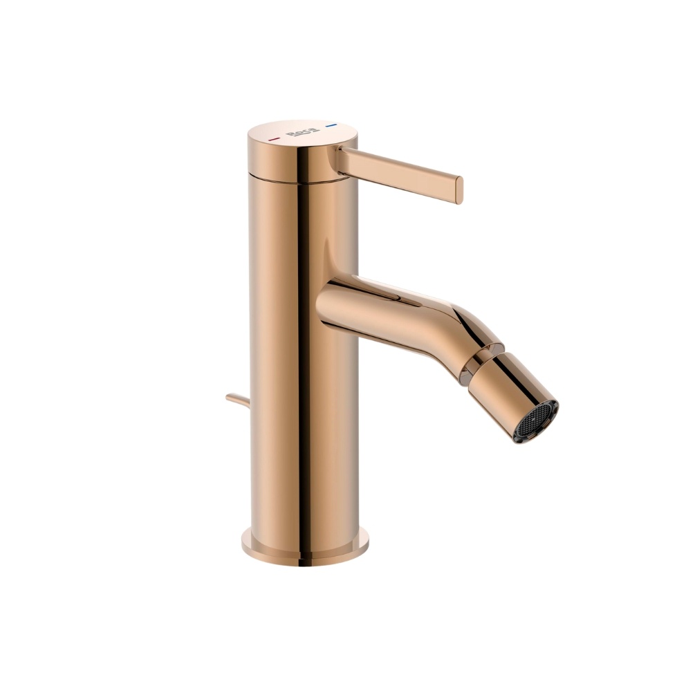 Cut out image of the Roca Ona Rose Gold Bidet Mixer Tap with Pop Up Waste